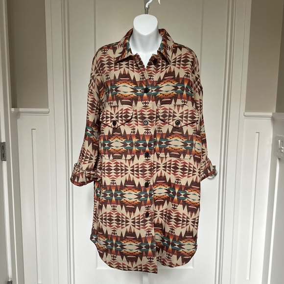 PENDLETON Gorgeous Aztec Long Shirt Jacket Sz M S/M NWT $228!! - Picture 3 of 6